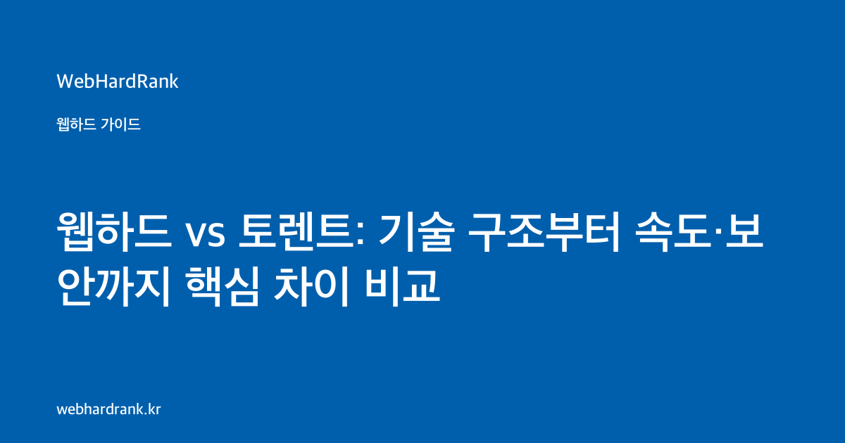 웹하드 vs 토렌트: 기술 구조부터 속도·보안까지 핵심 차이 비교 — WebHardRank