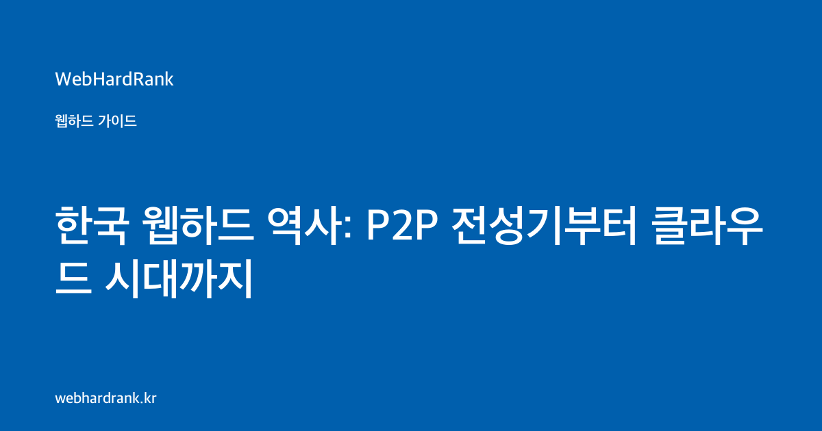 한국 웹하드 역사: P2P 전성기부터 클라우드 시대까지 — WebHardRank