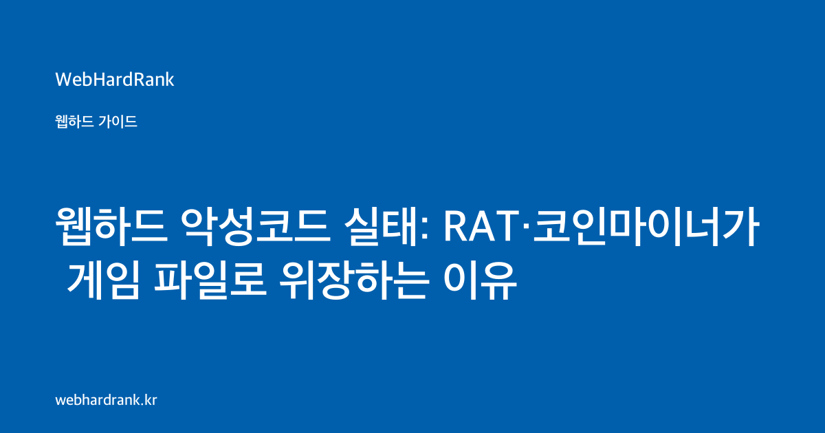 웹하드 악성코드 실태: RAT·코인마이너가 게임 파일로 위장하는 이유 — WebHardRank
