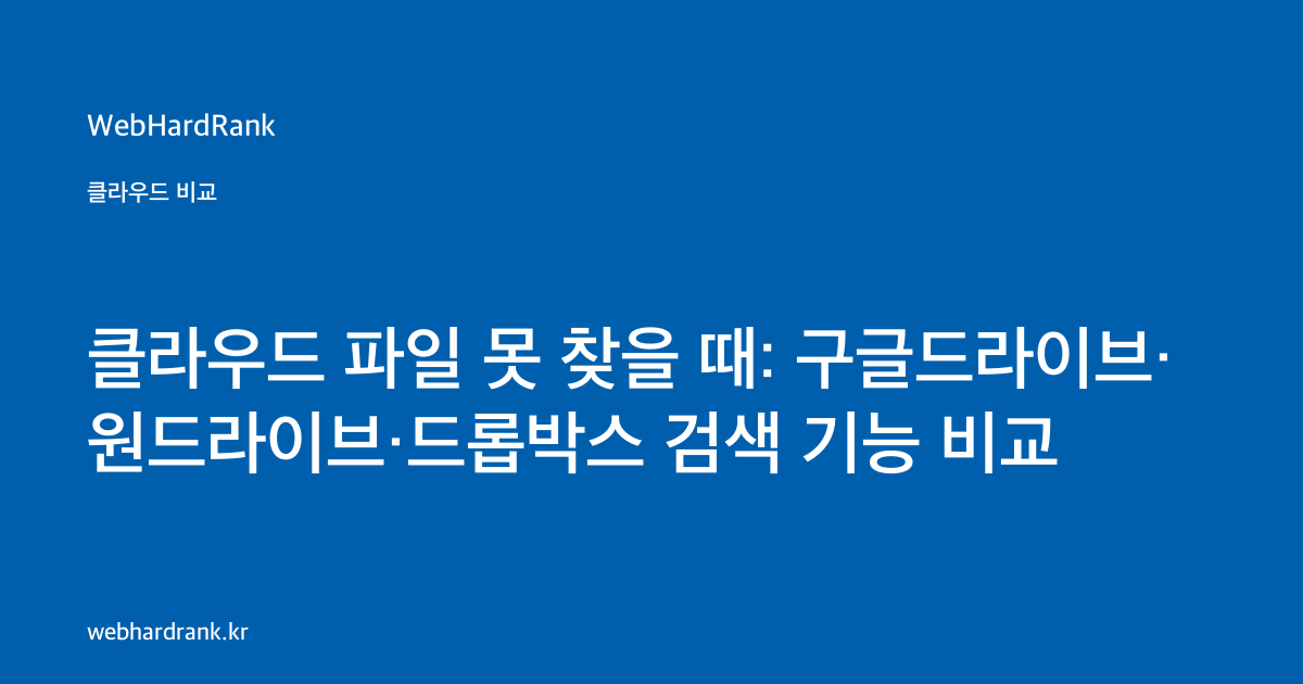 클라우드 파일 못 찾을 때: 구글드라이브·원드라이브·드롭박스 검색 기능 비교 — WebHardRank
